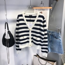 샤넬 CHANEL 2021 스트라이프 여성 니트 가디건 커스텀급