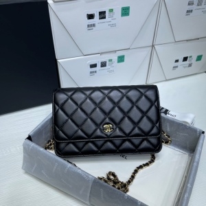 샤넬 CHANEL 2021 SS 램스킨 WOC 블랙 체인 클러치백 미러급