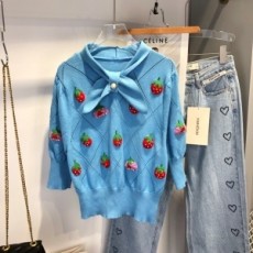 구찌 GUCCI 2021 SS 캐릭터 리본장식 여성 니트 상의 커스텀급