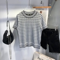 펜디 FENDI 2021 SS 스트라이프 여성 니트 반팔티 커스텀급