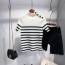 디올 DIOR 2021 SS 스트라이프 단추로고 여성 니트 반팔티 커스텀급