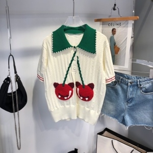 구찌 GUCCI 2021 SS 캐릭터 진주 여성 니트 반팔티 커스텀급