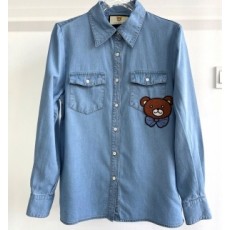 구찌 GUCCI 2021 SS 곰돌이 카라 여성 청셔츠 커스텀급