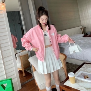 프라다 PRADA 2021 SS 삼각로고 짚업 여성 바람막이 커스텀급