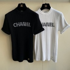 샤넬 CHANEL 2021 SS 자수 로고 니트 여성 반팔티 커스텀급