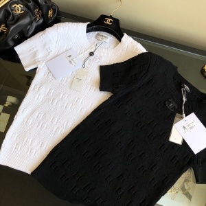 샤넬 CHANEL 2021 SS 각인로고 니트 여성 반팔티 커스텀급