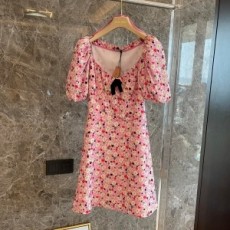 미우미우 MIUMIU 2021 SS 플라워 리본 퍼프소매 여성 원피스 커스텀급