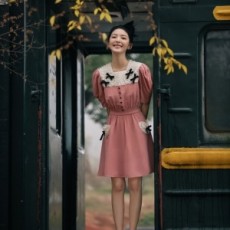 미우미우 MIUMIU 2021 SS 레이스 리본 여성 원피스 커스텀급