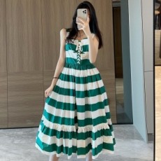 디올 DIOR 2021 SS 스트라이프 프릴 리본 여성 원피스 커스텀급