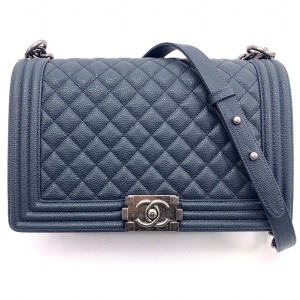 샤넬 CHANEL 2021 SS 캐비어 보이백 뉴라지 67086 네이비 커스텀급