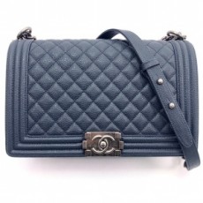 샤넬 CHANEL 2021 SS 캐비어 보이백 뉴라지 67086 네이비 커스텀급