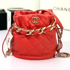 샤넬 CHANEL 2021 SS 드로우스트링 버킷백 레드 AS2425 커스텀급