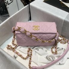 샤넬 CHANEL 2021 SS 램스킨 스몰 체인 호보백 핑크 AS2479 커스텀급