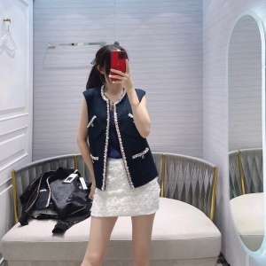 샤넬 CHANEL 2021 SS 포켓 태슬 플라워 여성 조끼 커스텀급