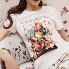 막스마라 MAXMARA 2021 SS 투톤 캐릭터 여성 반팔티 커스텀급