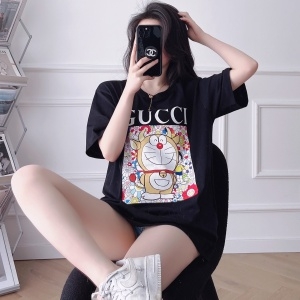 구찌 GUCCI 2021 SS 도라이몽 플라워패치 프린팅 남여공용 반팔티 커스텀급