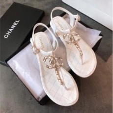 샤넬 CHANEL 2021 SS CC로고 퀄팅 체인 여성 쪼리 샌들 화이트 커스텀급