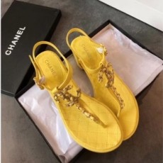 샤넬 CHANEL 2021 SS CC로고 퀄팅 체인 여성 쪼리 샌들 딥옐로우 커스텀급