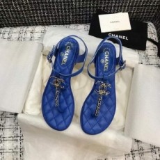 샤넬 CHANEL 2021 SS CC로고 퀄팅 체인 여성 쪼리 샌들 블루 커스텀급