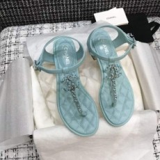샤넬 CHANEL 2021 SS CC로고 퀄팅 체인 여성 쪼리 샌들 민트 커스텀급