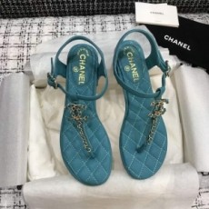 샤넬 CHANEL 2021 SS CC로고 퀄팅 체인 여성 쪼리 샌들 딥민트 커스텀급