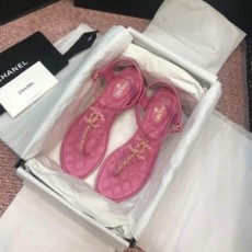 샤넬 CHANEL 2021 SS CC로고 퀄팅 체인 여성 쪼리 샌들 핑크 커스텀급