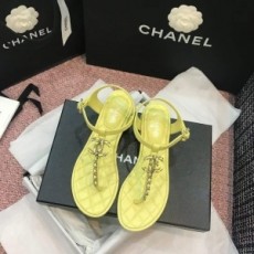샤넬 CHANEL 2021 SS CC로고 퀄팅 체인 여성 쪼리 샌들 옐로우 커스텀급