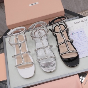 미우미우 MIUMIU 2021 SS 큐빅장식 스트랩 여성 샌들 커스텀급