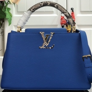 루이비통 LOUIS VUITTON 2021 SS 카퓌신 뱀피 스트랩 토트백 블루 MM M48865 커스텀급