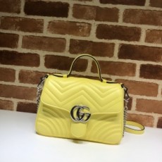 구찌 GUCCI 2021 SS GG 마몬트 마틀라세 탑 핸들백 옐로우 498110 커스텀급