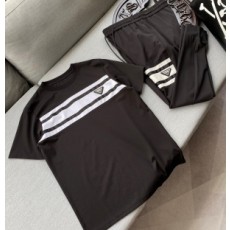 프라다 PRADA 2021 SS 삼각로고 스트라이프 남성 반팔티 바지 세트 커스텀급