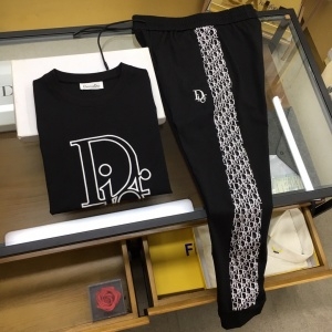 디올 DIOR 2021 SS 로고 자수 투톤 프린팅 남성 반팔티 바지 세트 커스텀급