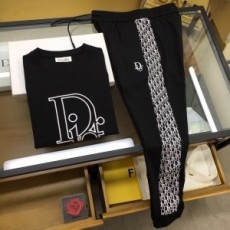 디올 DIOR 2021 SS 로고 자수 투톤 프린팅 남성 반팔티 바지 세트 커스텀급