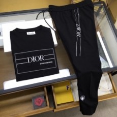 디올 DIOR 2021 SS 패치로고 벌자수 남성 반팔티 바지 세트 커스텀급