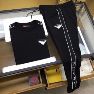 프라다 PRADA 2021 SS 삼각로고 패치 라인 남성 반팔티 바지 세트 커스텀급