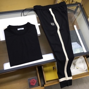 로에베 LOEWE 2021 SS 캐릭터 로고 자수 라인 남성 반팔티 바지 세트 커스텀급