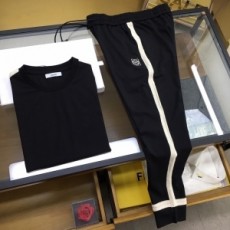 로에베 LOEWE 2021 SS 캐릭터 로고 자수 라인 남성 반팔티 바지 세트 커스텀급