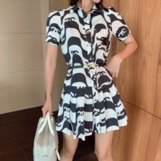 샤넬 CHANEL 2021 SS 카라 포켓 물결무늬 여성 원피스 커스텀급