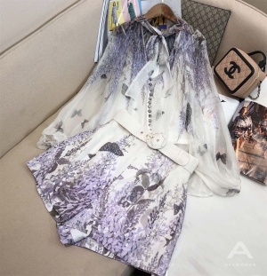 짐머만 ZIMMERMANN 2021 SS 캐릭터 프린트 나비 블라우스 반바지 여성 세트 커스텀급