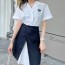 프라다 PRADA 2021 SS 카라 삼각로고 롱셔츠 스커트 여성 세트 커스텀급