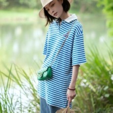구찌 GUCCI 2021 SS 로고 자수 스트라이프 여성 반팔티 커스텀급