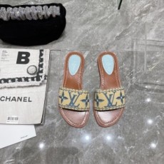루이비통 LOUIS VUITTON 2021 SS 모노그램 자수 여성 카멜 민트 슬리퍼 커스텀급