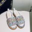 샤넬 CHANEL 2021 SS 체인 로고 트위드 멀티 화이트 여성 슬리퍼 샌들 커스텀급