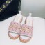 샤넬 CHANEL 2021 SS 체인 로고 트위드 핑크 여성 슬리퍼 샌들 커스텀급