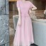 미우미우 MIUMIU 2021 SS 투톤 프릴 진주장식 여성 원피스 커스텀급