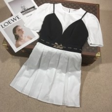 셀린느 CELINE 2021 SS 투톤 주름 반팔 여성 원피스 커스텀급