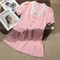 미우미우 MIUMIU 2021 SS 레이스 포켓 반팔 여성 원피스 커스텀급