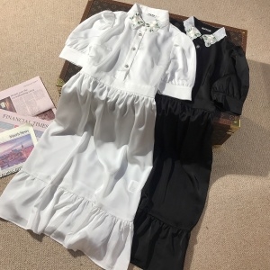 미우미우 MIUMIU 2021 SS 카라 자수 프릴 여성 원피스 커스텀급