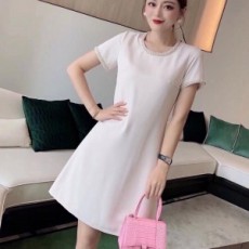 미우미우 MIUMIU 2021 SS 진주장식 반팔 여성 원피스 커스텀급