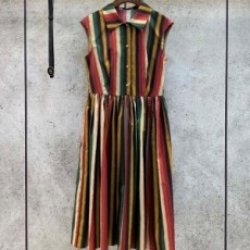 디올 DIOR 2021 SS 스트라이프 카라 주름 여성 원피스 커스텀급